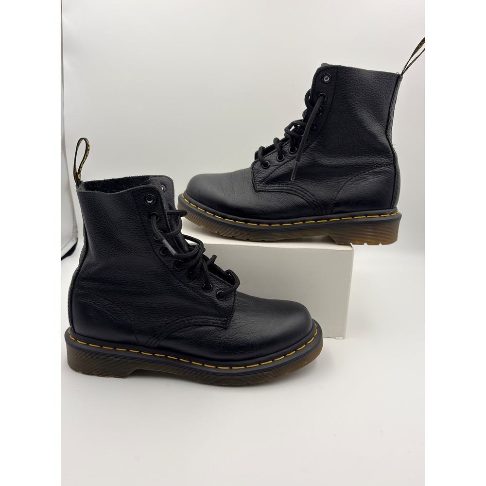 Dr. Martens 1460 Pascal Black Virginia Leather 8-Eye Combat Boots Mens 7 Women 8